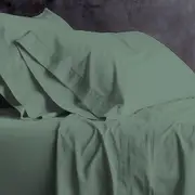 Park Avenue King Bed Cotton European Vintage Washed Sheet/Pillowcases Set Fern