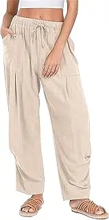 [Generic] Women's Clothing Women Linen Baggy Harem Pants Summer Drawstring Casual Lounge Pant 2024 Beach Travel Vacation Clothes with Pockets