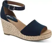 style & Co. Womens Seleeney Faux Suede Wedge Sandals 10004896400 Navy Blue 12M