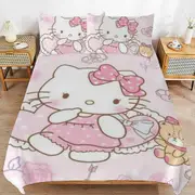 a1512 Hello Kitty Duvet Cover Set, 3 Piece Bedding Set 86x70" Double Sided Printing Decorative Comforter Cover Set (1 Duvet Cover + 2 Pillow Shams)" j