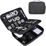 BAGSMART Double Layer Travel Universal Cable Organizer Cases Electronics Accessories Storage Bag for 10.5'' iPad Pro iPad air Charger Kindle Black