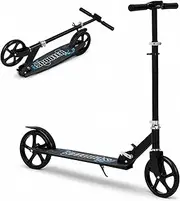 Ausadom Folding Kick Scooter for Ages 6+ Kids, Adjustable Height Handle Bar Adult Sports Scooter with Rear Wheel Brake for Teens Boys Girls