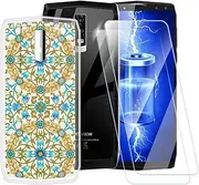 ESACMOT Kaleidoscope Pattern Case Compatible with Blackview P10000 Pro + [2 Pack] Screen Protector Tempered Glass, Shockproof Case Cover for iGET Blackview GP10000 Pro (6 inch)