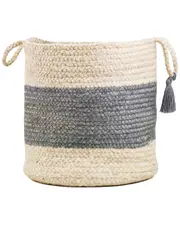 LR Home Annie Bold Striped Jute Decorative Basket
