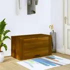 Wall Mounted Shoe Cabinet Brown Oak Finish Solid Pine Wood Storage 70x35x38 cm
