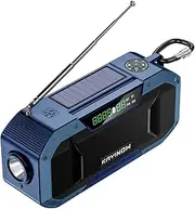 Portable Bluetooth Speaker with Radio AM FM - 5000mAh Battery Operated Rechargeable Dynamo Solar Crank Radio, IP6 Waterproof Camping, Reading Lamp, Flashlight (Color : Blue)
