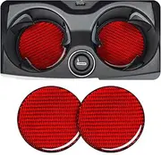 AUCELI 2 PCS Car Cup Holders, 2.75 Inch Carbon Fiber Coasters, Non-Slip Bottle Pad Embedded in Cup Mat, Durable Insert Drink Coaster, Universal Vehicle Interior Accessories (Red/StyleA)