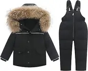 [Jueshanzj] Down jacket suit boys and girls thickened 1-6 years old ski jacket down 2-piece set to keep warm