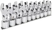 Sealey Siegen S01043 Flexible Crow's Foot Open End Spanner Set 10pc, Silver, 3/8"Sq Drive Metric