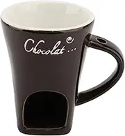 Chocolate Fondue Mug Set, Personal Fondue Mugs Set Includes Forks, Ceramic Mugs for Chocolate or Cheese Butter Warmer Pot for Kitchen Chocolate Fondue Mugs (Brown)