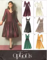 Vogue Designer Sewing Pattern Misses' Sexy Dress Sleeve Options Low Cut Easy Sew