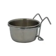 Zeez Stainless Steel Coop Cup w/ Holder for Birds - 4 Sizes