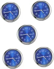 ULTECHNOVO 5pcs Car Clock Truck Dashboard Clock Digital Clock Desk Clock Mini Vehicle Clock Auto Clock Car Interior Clock Small Clock Mini Clock Tiny Clock Metal Blue