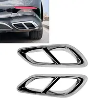 FINMOKAL Silver Rear Exhaust Muffler End Tip Pipe Tailpipe Cover Frame Decor Compatible with Benz E Class W214 E260 E300 AMG 2024-up