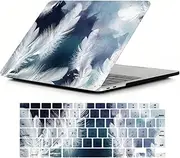 HLAAJJX Case Compatible with New MacBook Pro 16 inch 2021 2023 A2485 A2780 A2991 M1 M2 M3 with Liquid Retina XDR Display and Touch ID, Plastic Laptop Hard Shell Case & Keyboard Cover - White Feather