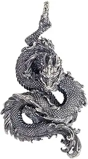 [Generic] S925 Silver Dragon pendant for men ~ 3D Twisted Men's good luck dragon Snake pendant only ~ Vikings Jewelry ✬✬✬By Fantasy World✬✬✬, Sterling Silver, No Gemstone