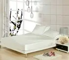 Soft Smooth White Silk Stain Fitted Sheet King Size Bedding Cover Pillowcases AU