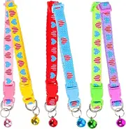 ERINGOGO 6Pcs Decorative Cat Collars Wear Resistant Kitten Accessory with Cat Bell Lightweight and Stylish for Daily Wear Parties and Special Occasions Lake Fluorescent Light