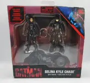 The BATMAN Selina Kyle Chase Action Figures 4in w/Motorcycle & Batman - NEW