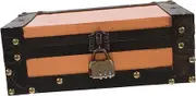 TOGEVAL Vintage Wooden Storage Box with Lock Retro Keepsake Trunk for Cards Souvenirs Decorative Treasure Chest for Home Decor Wedding present Creative Desktop Organizer