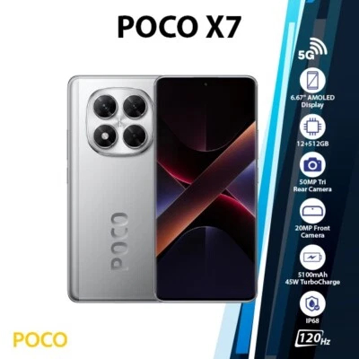 Xiaomi POCO X7 5G Android Cell Phone (Silver/12GB+512GB/Dual SIM/Unlocked)