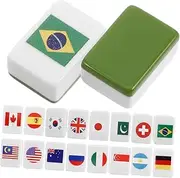 SOPOTUTU 48pcs National Flag Mahjong Set Table Game Tiles Easy to Learn for Adults and Boys and Girls for Family Gatherings Picnics and Parties