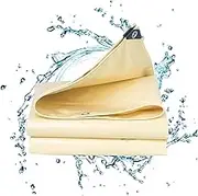 Waterproof Tarpaulin Tarps Waterproof Canvas Beige with Aluminum Grommets for Indoor and Outdoor- 3x6m/4x4m/4x5m Multipurpose Heavy Duty Sheet Cover for Canopy, Camping, Patio(4x5m(13.1ftx16.4ft))(2x5