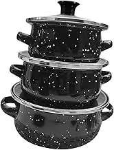 JISADER 3X Enamel Pot Set Soup Pot Multifunctional Stewpot Simmer Pot Cooking Pot for Travel Kitchen Braising Restaurant Bread