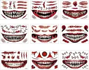 9 Sheets Halloween Scar Stickers | Zombie Temporary Decals,Halloween Scar Makeup Decals for Halloween, Cosplay Costume, Fright Night