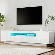 Artiss TV Unit, TV Cabinet with Storage Drawer,180cm LED Entertainment Unit with 16 Colors &4 Lighting Modes for Living Room, Bedroom, Study Room, Backyard White