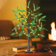 2FT Lighted Olive Tree with 36 Lights,Led Twinkle Tree with 72 Olive Leaves for