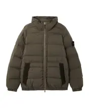 Hooded down jacket with seamless feather tunnels and anti-drop S,XL,L military green