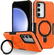 YOUULAR Stand Phone Case for Samsung Galaxy S20 FE 2022 Hard PC+Soft TPU+Fulcrum Bracket Phone Case Shockproof Anti-Drop Protective Cover S20 FE 5G 4G Military Cases Bult-in Hidden Bracket Orange