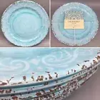 x6 Cynthia Rowley Blue MELAMINE Dinner Plate Set Aqua Rustic Medallion Swirl NEW