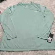 Adidas Womens Shirt Medium Teal Green Long Sleeve Casual Climalite Top Advw0071H