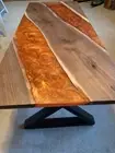 Orange Epoxy Resin Table| Dining table | Natural Acacia Wood Table |Coffee Table