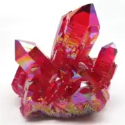 Quartz Crystal Red Aura Gift Plated Point Titanium Cluster 15-100g Stone Natural