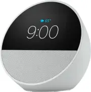 Amazon Echo Spot, Smart alarm clock with vibrant sound and Alexa - White