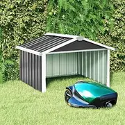 Garden Robot Lawnmower Shed 92x97x63 cm Galvanised Steel Anthracite,Galvanized Steel Lawn Mower Robot Shed with Charging Station and Storage Space Outdoor Sheds