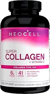 Neocell Super Collagen+C Type 1 and 3 Tablet (6000mg) – Gluten Free, Soy Free, Plus Vitamin C Tablet for Reducing Fine lines. Dietary Supplement