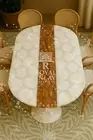 Oval Luxury White Agate Table with Petrified Wood Center – Gemstone Dining Table