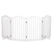 PaWz Wooden Pet Gate Dog Fence Safety Stair Barrier Security Door 4 Panels White