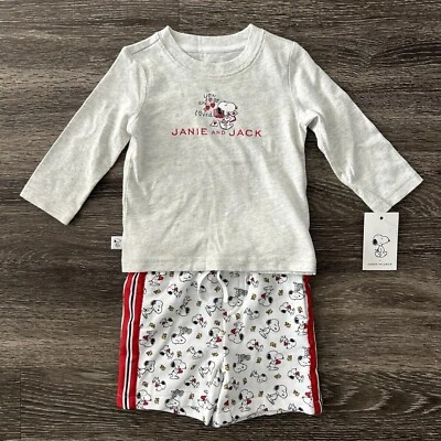 Janie and Jack x Peanuts Snoopy Shirt & Shorts Set 6-12m NWT Valentines Day Love