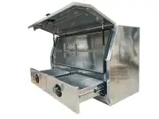 2.5mm Flat Plate Aluminum Toolbox half door with drawers whale tail locks