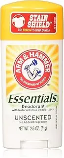 Arm & Hammer Essentials Natural Solid Deodorant, Unscented, 2.5 Ounce (Pack of 5)