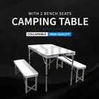 Outdoor ALUMINIUM FOLDING CAMPING TABLE AND CHAIRS PICNIC SET WITH 2 BENCH SEATS