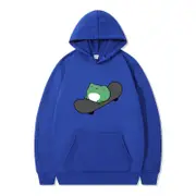 Nevenka Womens Cute Hoodie Skateboarding Frog Long Sleeve Pullover-Blue