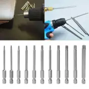 11* 75mm Tamper Proof Security Drill Bit Set Torx Screwdriver Flat Head 1/4" Hex