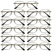 11 PK Square Metal Frame Mens Reading Glasses Classic Readers Fashion Eyeglasses