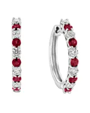 Diana M. Fine Jewelry 14K 1.35 ct. tw. Diamond & Ruby Hoops